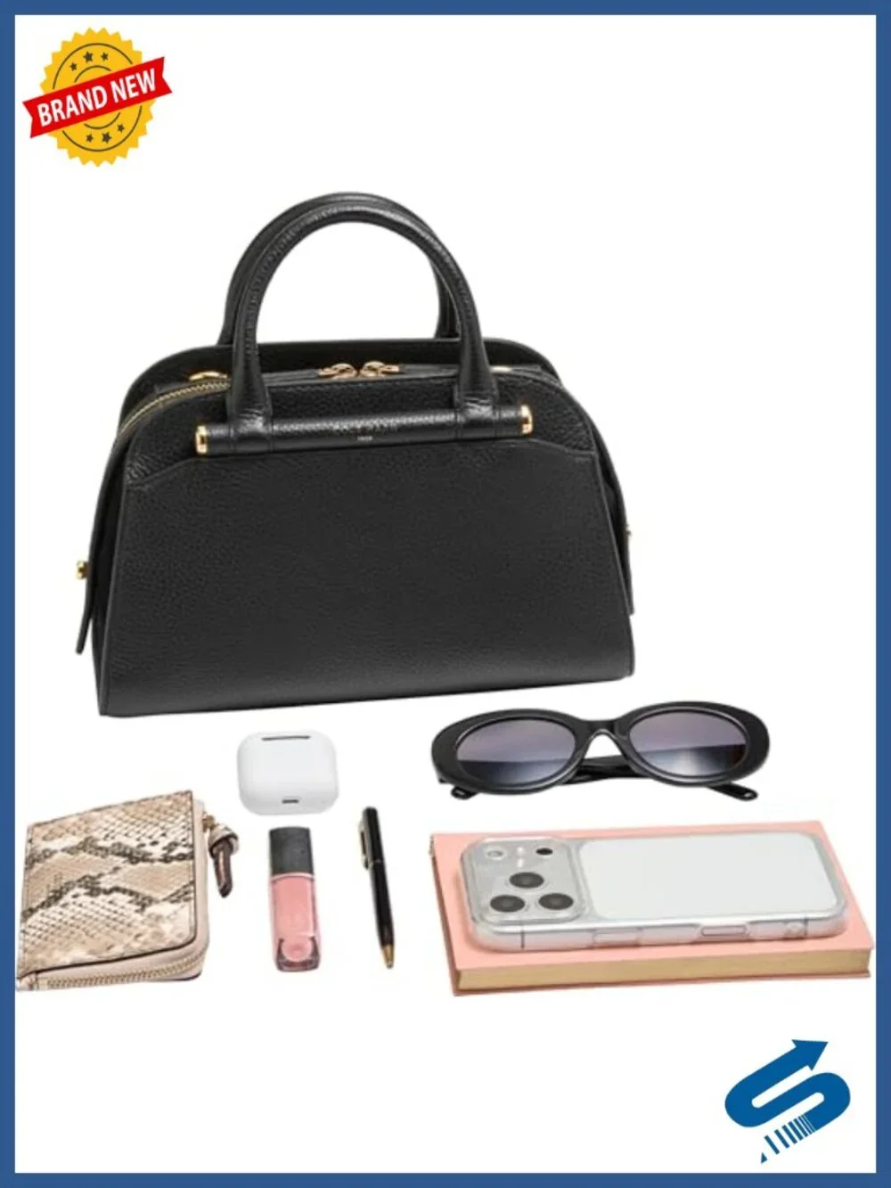Leather Small Satchel Handbag with Adjustable Strap